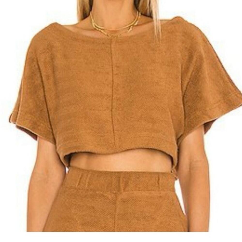 Free People beach X revolve changing tides soft knit cropped shirt size M